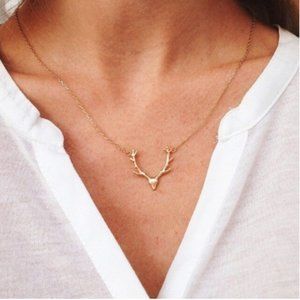 "I Love You Deerly" Minimalist Boho AntlerNecklace